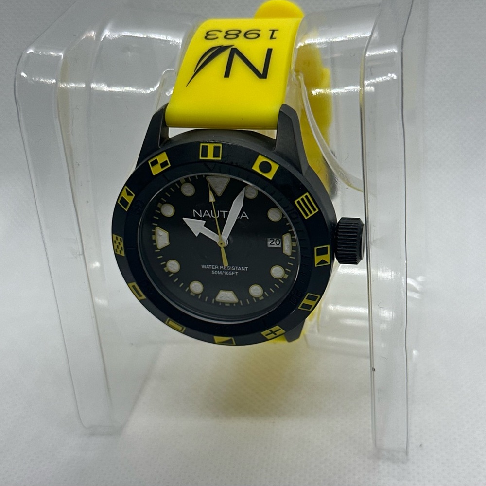 Men's Yellow Nautica N1983 watch Multifunction. Open box NWOT